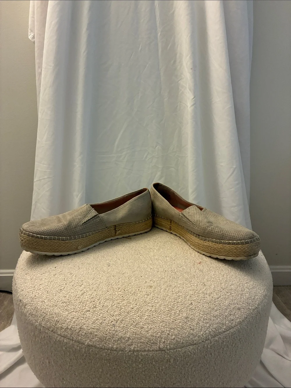 Womens Natural Espadrille Platform Slip-On Shoes